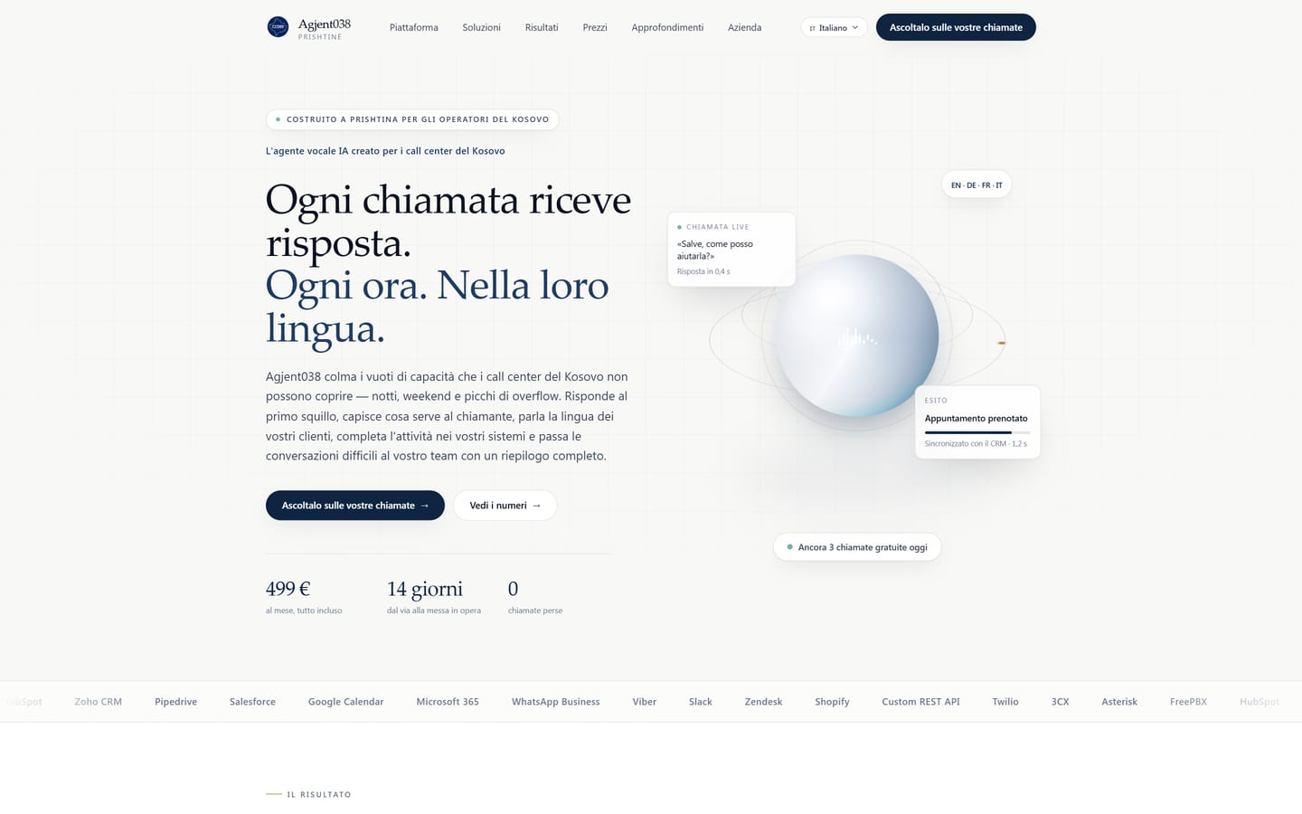 Agjent038: AI voice agent for call centres, Kosovo (Demo project)