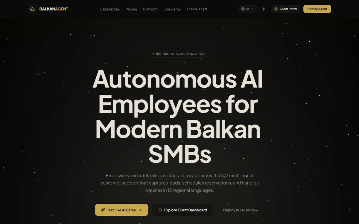 Sajt za turističku agenciju Balkan Agent — web dizajn Crna Gora