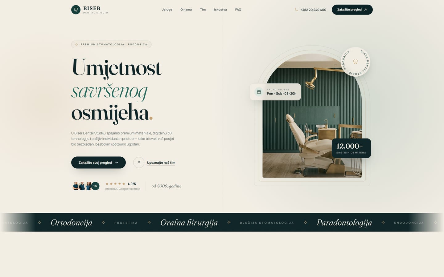 Biser Dental Studio: Dental studio in Podgorica (Demo project)
