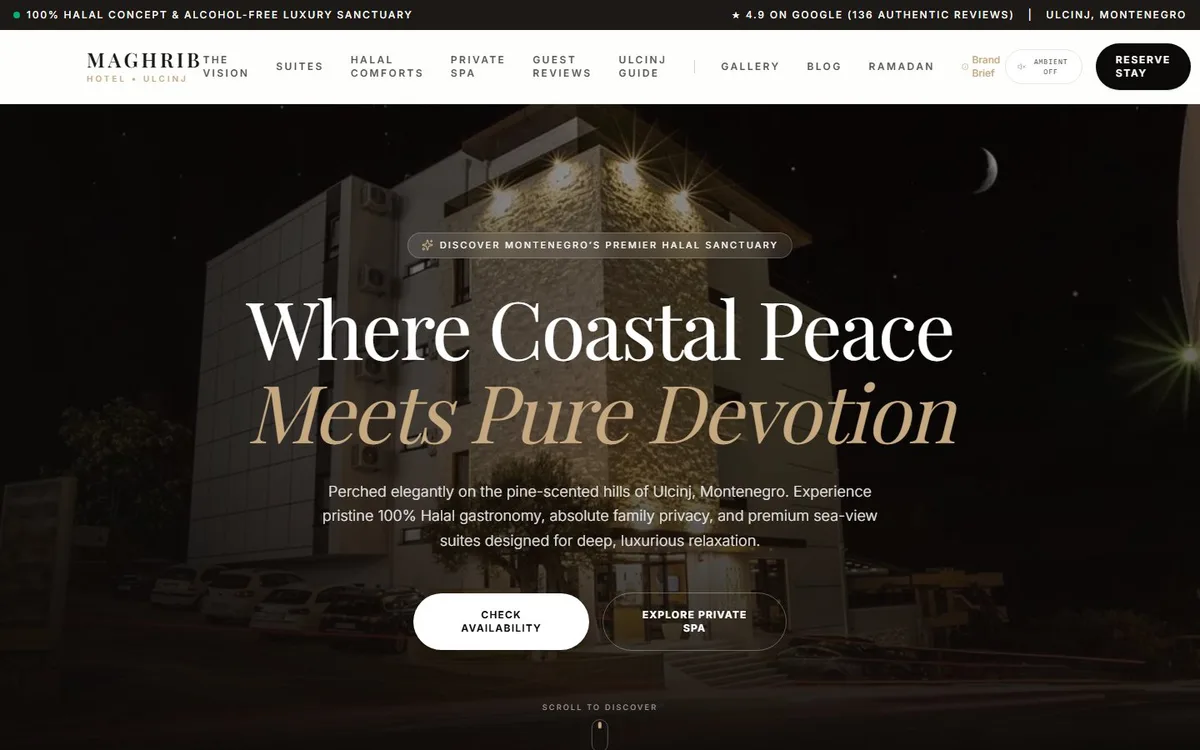 Hotelski sajt Maghrib Hotel — web dizajn hoteli Crna Gora