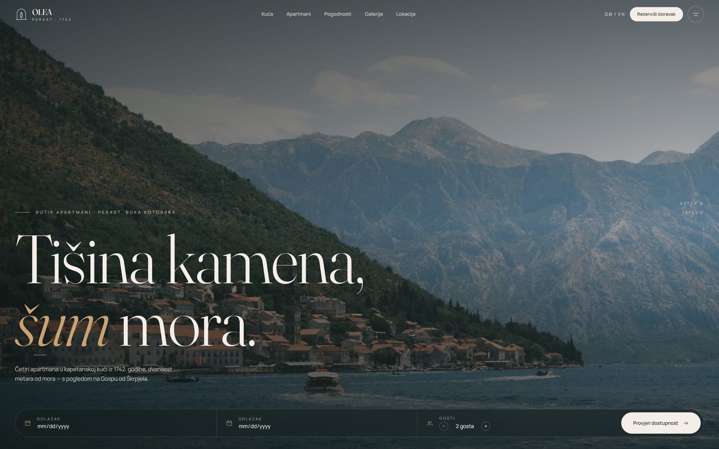 OLEA: Butik apartmani u Perastu (Demo projekat)